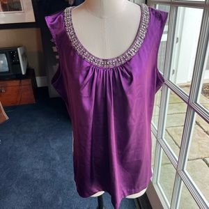 Chico’s beaded scoop neck tank in purple. Size 3 in Chico’s sizing